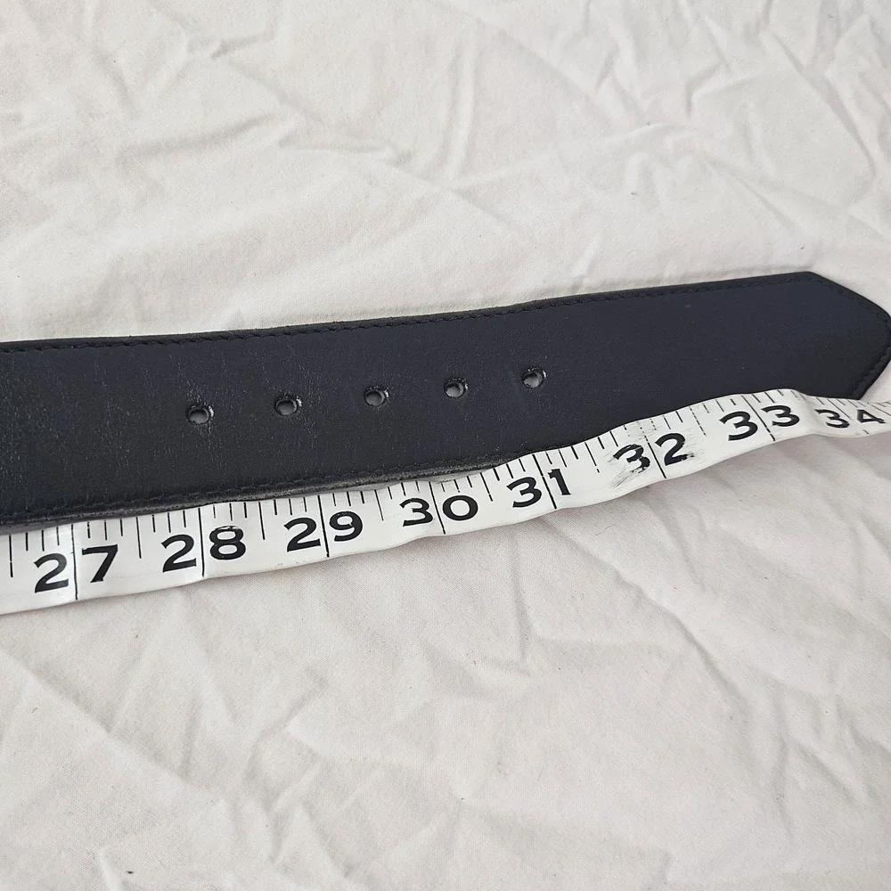 Gap Womens Belt S Black Leather Silver Panel Boho Gladiator Celtic Square Metal